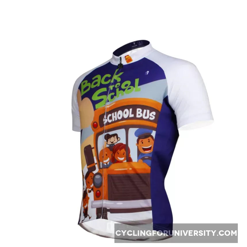 Ilpaladino School Bus Breathable Cycling Jersey Men's Short-Sleeve Sport Bicycling Shirts Summer Exercise Bicycling Pro Cycle Clothing Racing Apparel Outdoor Sports Leisure Biking Shirts Quick Dry Wear NO.635