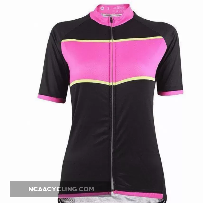 Women's Pink Stripe Black Cycling Jersey Outlet