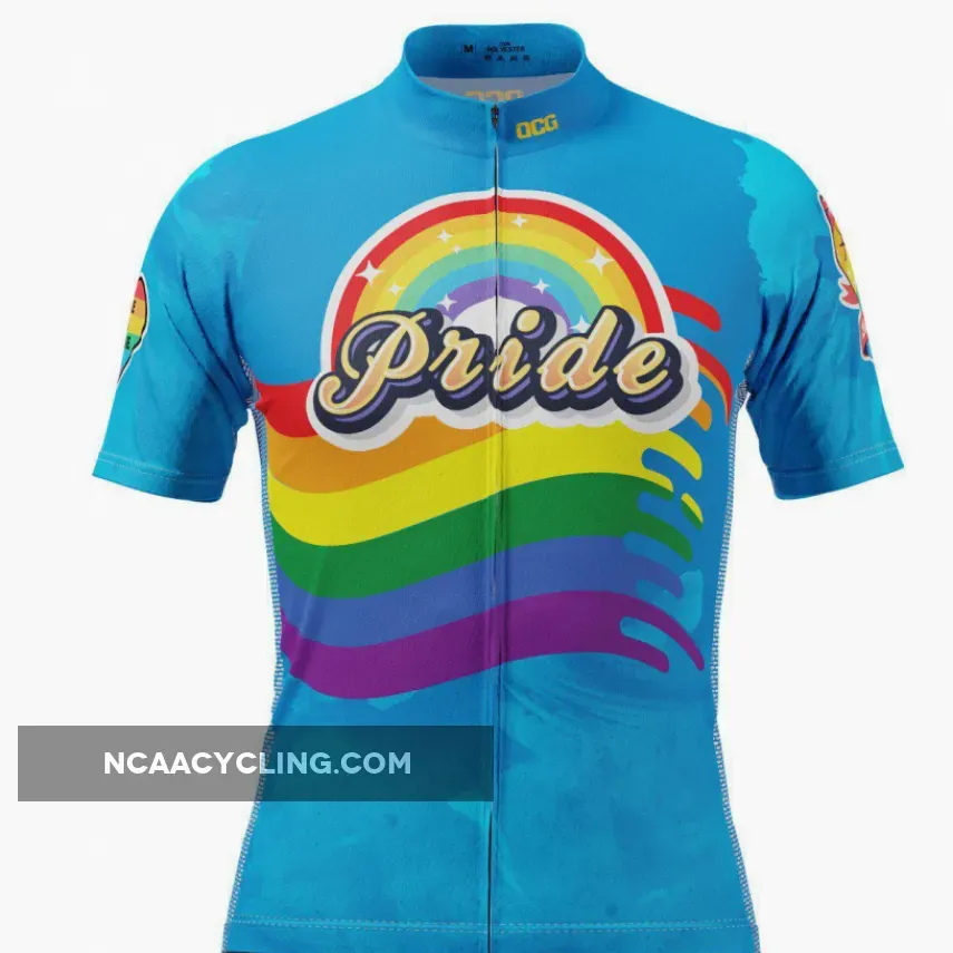 Men's LGBT Pride Rainbow Flag Short Sleeve Cycling Jersey, Pride Short