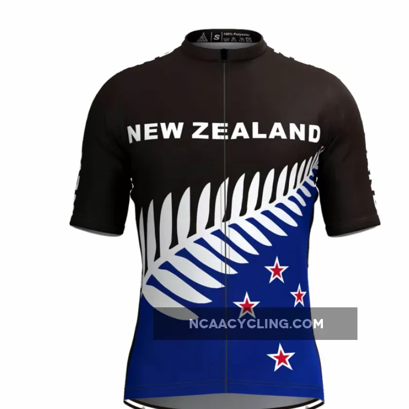 New Zealand Silver Fern Flag Men's Cycling Jersey Black/Blue