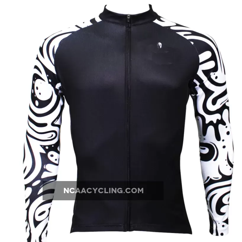 Sale Men's Long-sleeved Cycling Jersey for Winter Zebra Pattern Black Cycling Jersey Cycling Clothing Apparel Outdoor Sports Gear Leisure Biking Shirt (velvet) NO.371