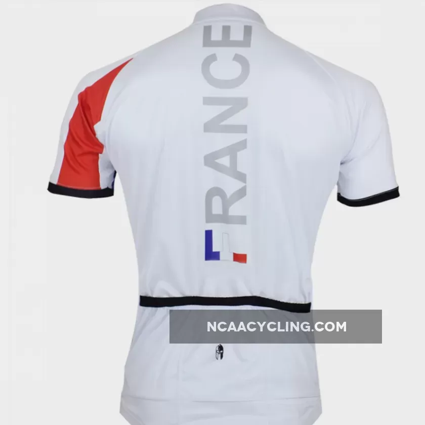 Ilpaladino France Simple White Men's Breathable Quick Dry Short-Sleeve Cycling Jersey Bicycling Shirts Summer Apparel Outdoor Sports Gear Upper Wear NO.050