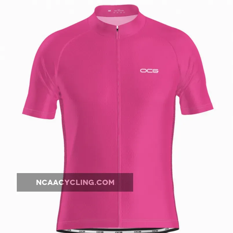 Men's OCG Plain Color Block Short Sleeve Cycling Jersey Plain Pink Jersey