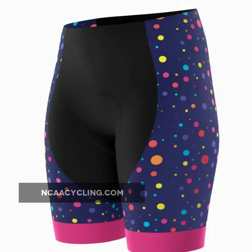 Women's Rainbow Polka Dot Pro-Band Cycling Shorts #Rainbow Bike Shorts