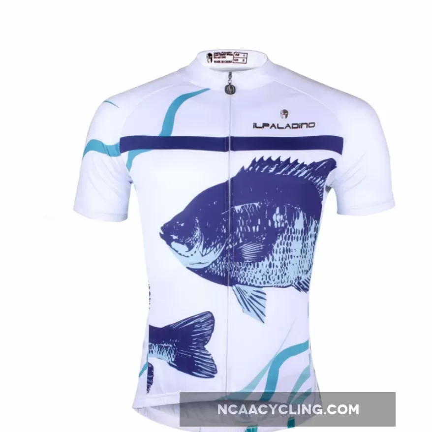 ILPALADINO Men's Cycling Apparel Fish White Bike Shirt for Summer Comfortable Cycling Jersey Exercise Bicycling Pro Cycle Clothing Racing Apparel Outdoor Sports Leisure Biking Shirts NO.744