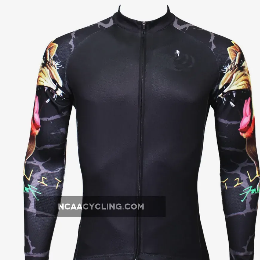 Gipsy Lion Cool Graphic Arm Print Men's Cycling Long-sleeve Black Jerseys NO.375