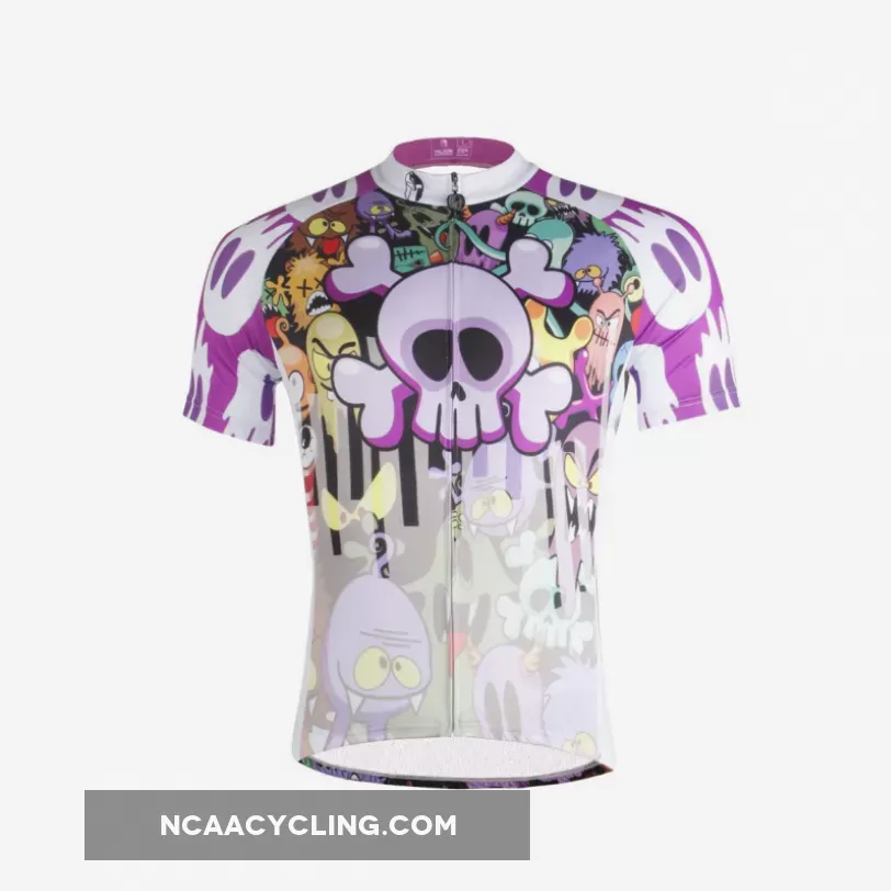 Ilpaladino Horror Skull& Monster Men's Breathable Quick Dry Short-Sleeve Cycling Jersey Bicycling Shirts Summer Apparel Outdoor Sports Gear Wear 698