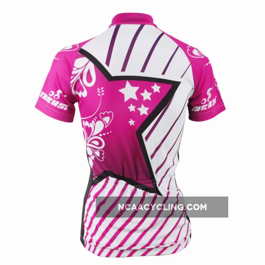 Ilpaladino Pink Star Diagonal Women's Summer Short-Sleeve Cycling Jersey Biking Shirts Breathable Quick Dry Sport Clothes NO.604