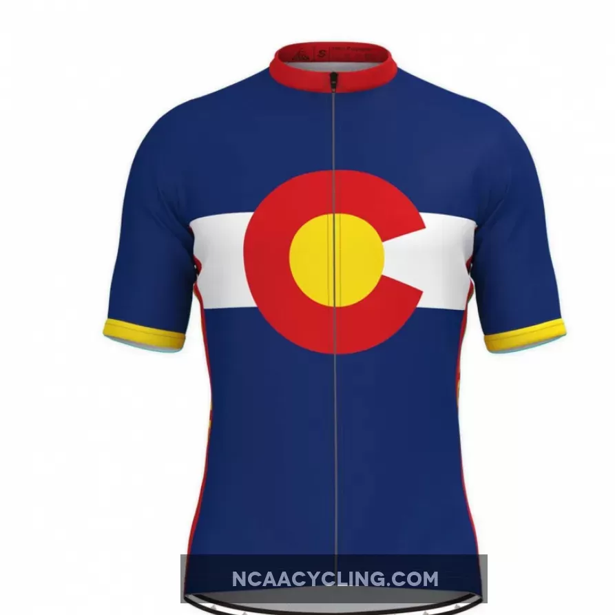 Colorado State Flag Men's Cycling Jersey Red Yellow