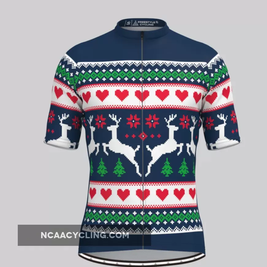 Men's Classic Ugly Christmas sweater Cycling Jersey - Navy