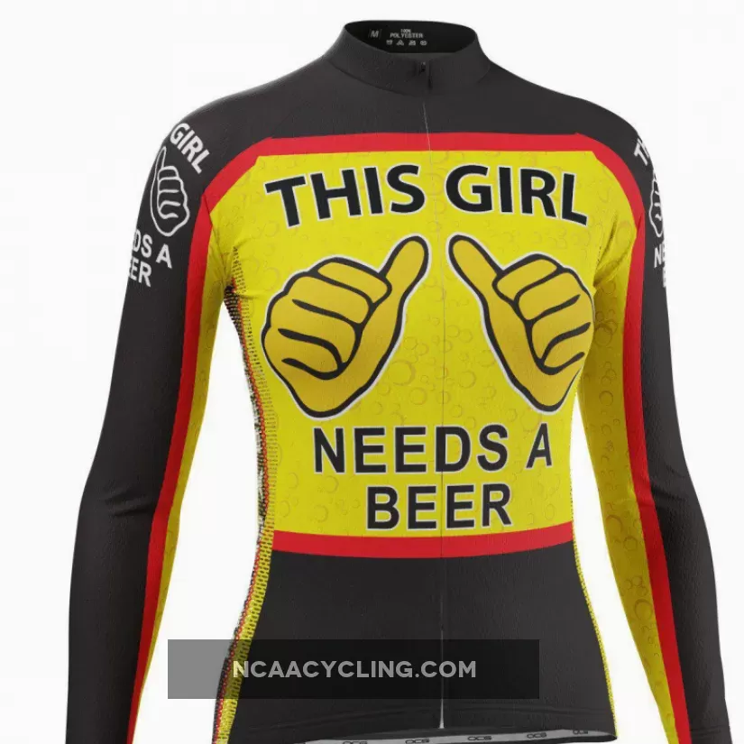 Women's This Girl Needs a Beer Long Sleeve Cycling Jersey