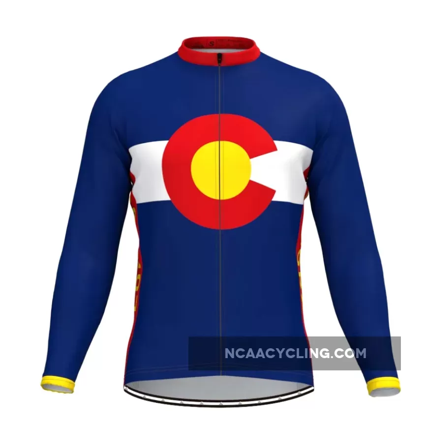 Colorado State Flag Men's LS Cycling Jersey Red Yellow