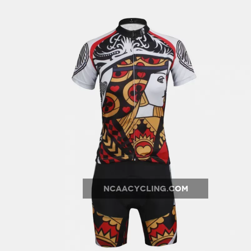 ILPALADINO Playing Cards Poker Face Heart Queen Women's Long Sleeves Cycling Jerseys Bike Shirt Outdoor Sports Gear Leisure Biking T-shirt Sports Clothes Face Cards Court Cards NO.641