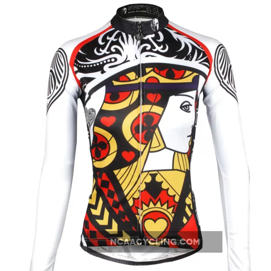 ILPALADINO Playing Cards Poker Face Heart Queen Women's Long Sleeves Cycling Jerseys Bike Shirt Outdoor Sports Gear Leisure Biking T-shirt Sports Clothes Face Cards Court Cards NO.641