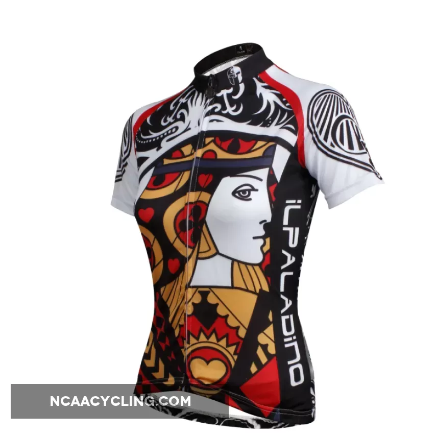 ILPALADINO Playing Cards Poker Face Heart Queen Women's Long Sleeves Cycling Jerseys Bike Shirt Outdoor Sports Gear Leisure Biking T-shirt Sports Clothes Face Cards Court Cards NO.641