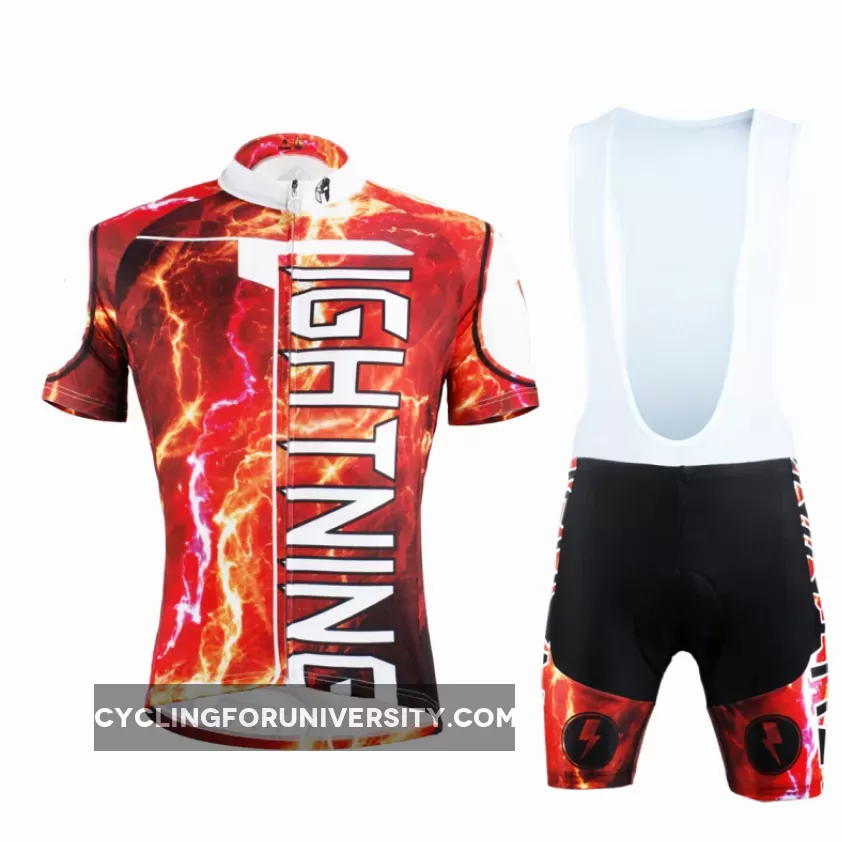 Ilpaladino Thunderstorm Flashing Lightning Storm Natural Phenomenon Red Cycling Short-sleeve Suit /Jersey Exercise Bicycling Pro Cycle Clothing Racing Apparel Outdoor Sports Leisure Biking Shirts Team Kit NO.624