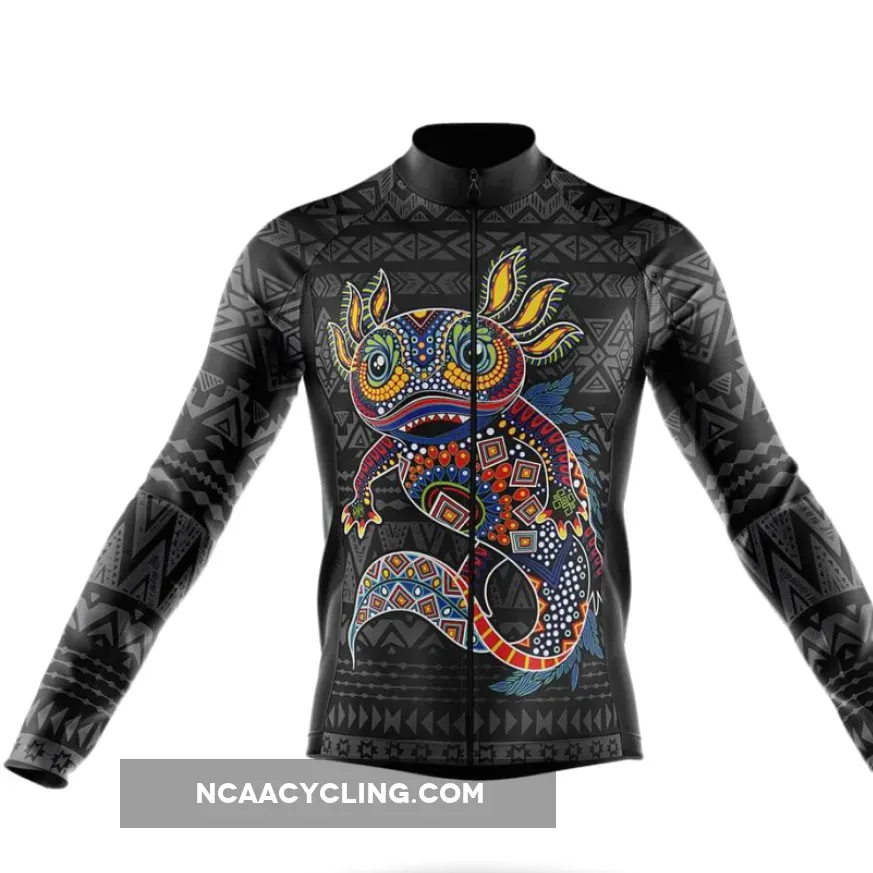 Mexican Aztec Axolotl - Men's Cycling Kit / Long Sleeve Jersey, Axolotl Aztec