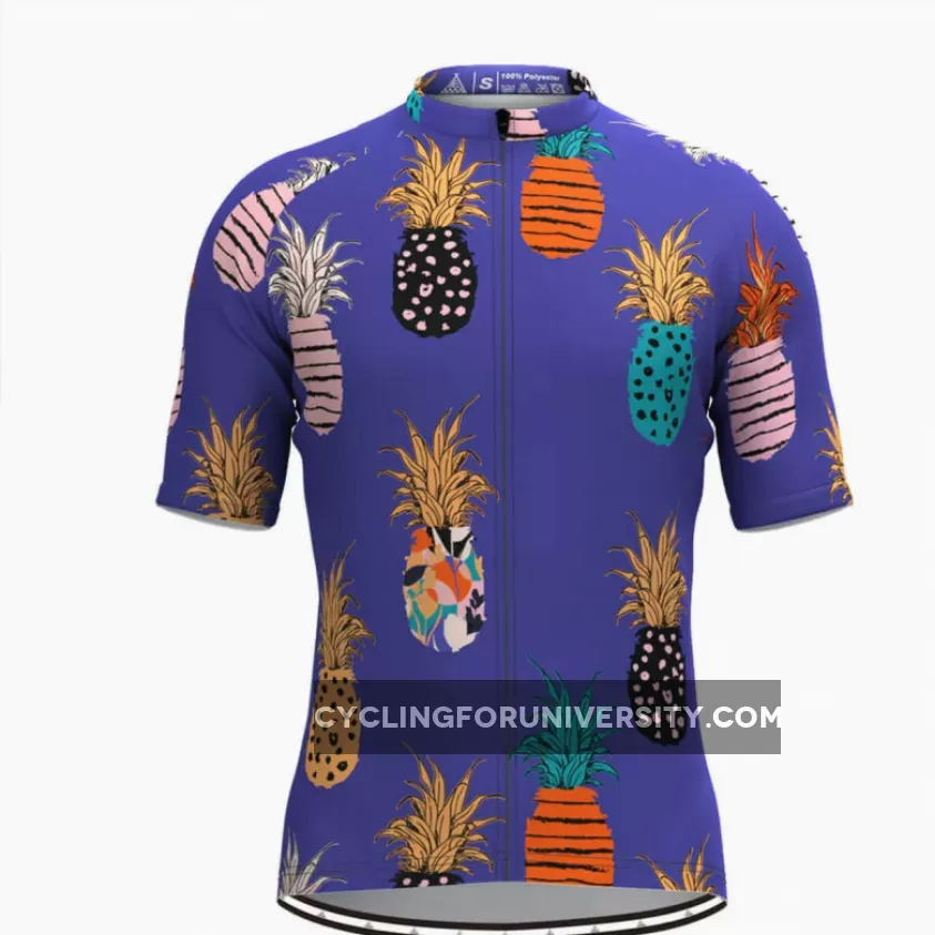 Men's Multicolor Pineapple Print Cycling Jersey Purple