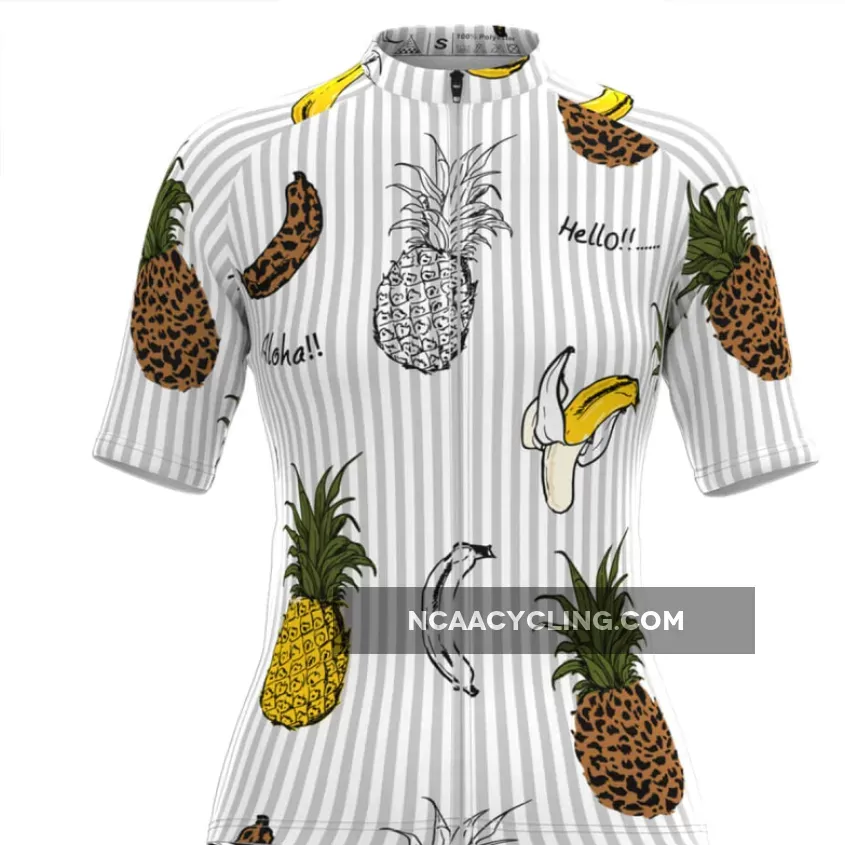Women's Aloha Fruit Print Stripe Hawaiian Cycling Jersey