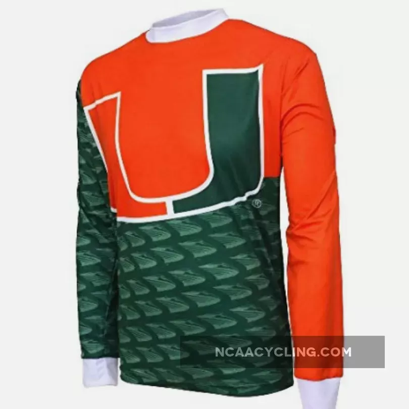 NCAA UM, The U of M, University of Miami (FL) Hurricanes Mountain Long Sleeve Bike MTB Cycling Jerseys