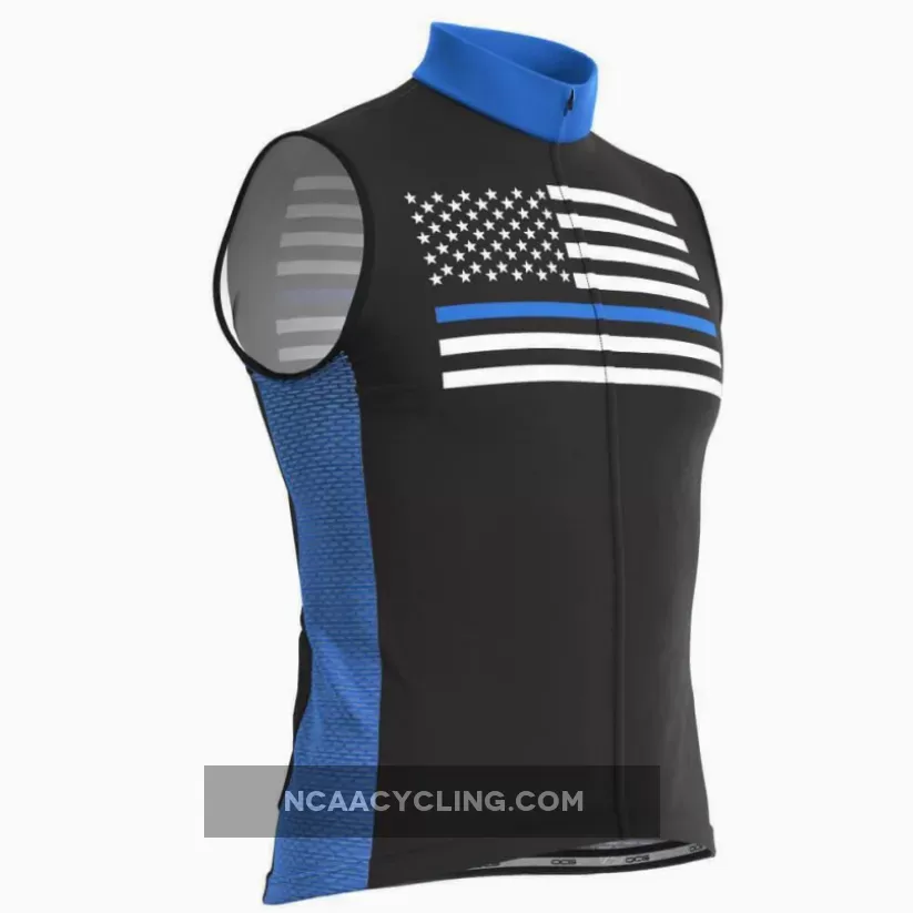 Men's Blue American Flag Sleeveless Cycling Jersey / Sleeveless Cycling Jersey Men