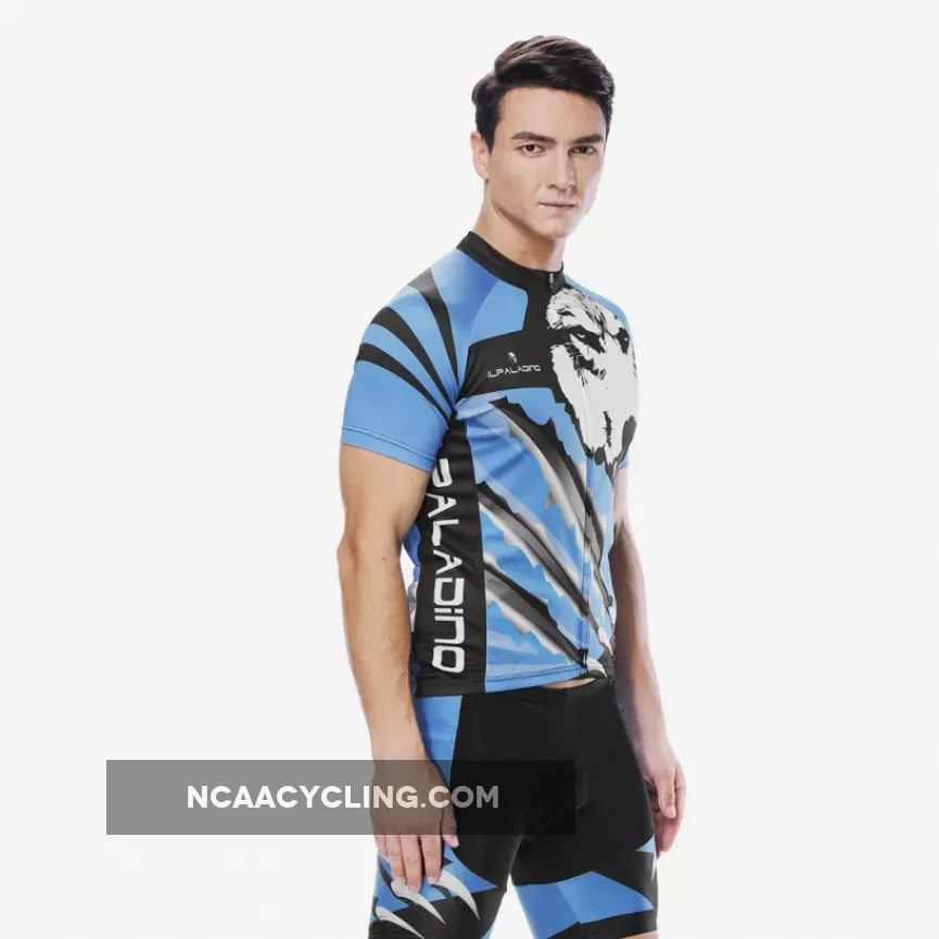 Wolverine Wolf Blue Men's Cycling Short-sleeve Jersey/Suit Exercise Bicycling Pro Cycle Clothing Racing Apparel Outdoor Sports Leisure Biking Shirts Team Summer Kit NO. 811