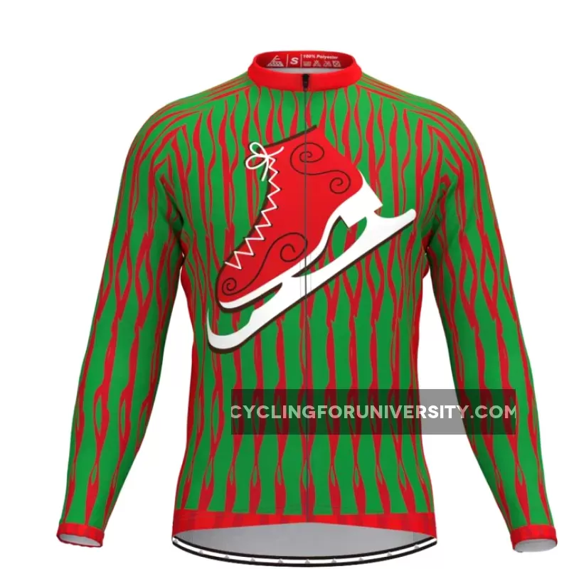 Ugly Christmas Sweater Themed LS Cycling Jersey-Skates