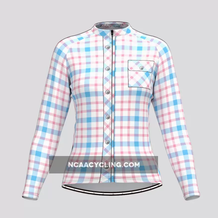 Plaid Checkered Shirt V23 Women's LS Cycling Jersey Online