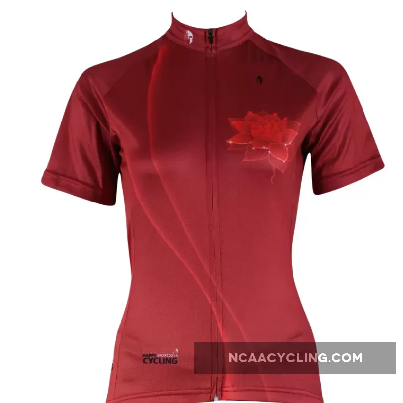Ilpaladino Red Lotus Summer Women's Short-Sleeve Cycling Jersey Biking Shirts Breathable Outdoor Sports Gear Leisure Biking T-shirt Sports Clothes NO.281