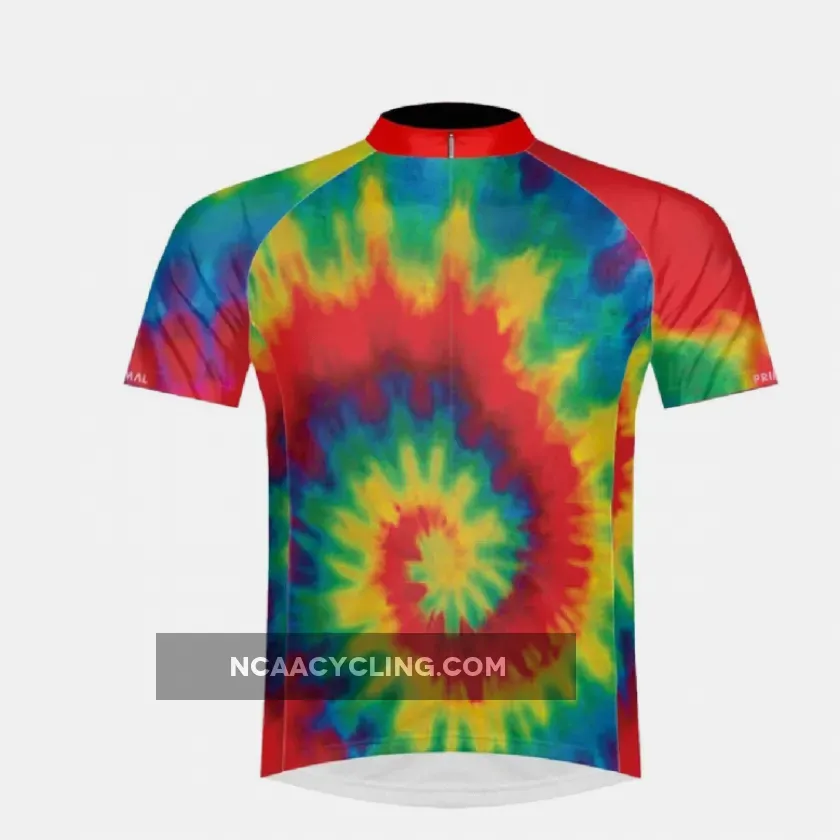 Primal Wear Tie Dye Full Zip Short Sleeve Men's Sport Cycling Jersey #Primal Bike Jersey Sizing