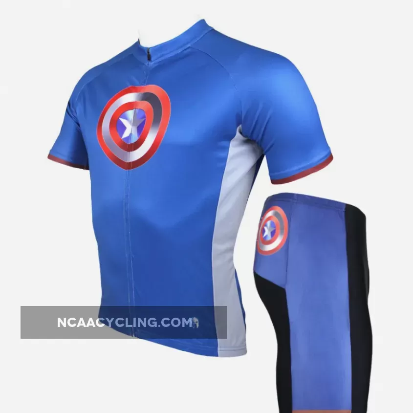 Marvel Comics Hero Short/Long-sleeve Cycling Jersey T-shirt Summer Spring Autumn Clothes Apparel Outdoor Sports Gear Leisure Biking Sportswear Captain American NO.040