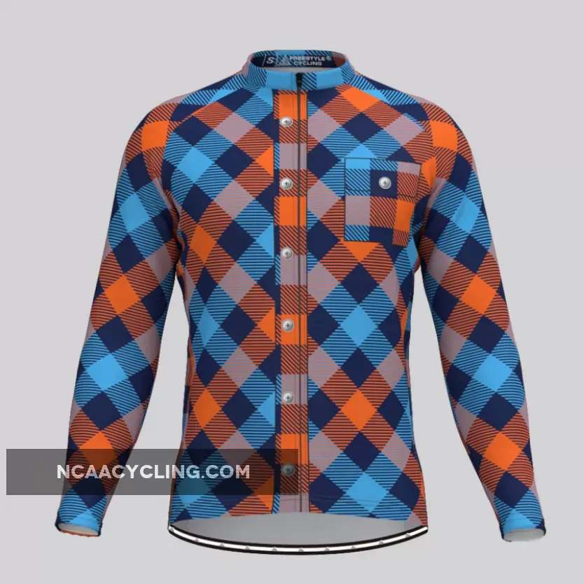 Plaid Checkered Shirt V12 Men's LS Cycling Jersey Restock