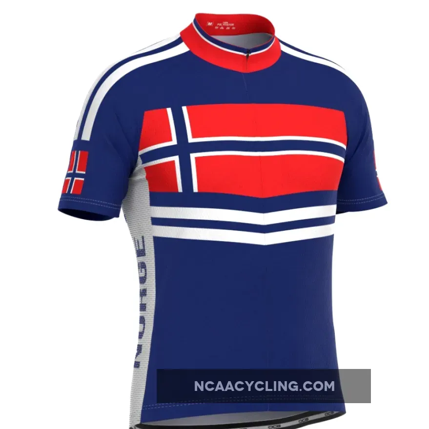 Men's Norway Norge Flag Short Sleeve Cycling Jersey / Norway Shirt
