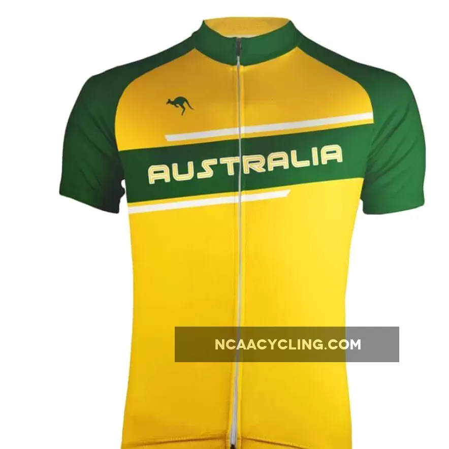 Australia Green Gold Stripe Men's Cycling Jersey Outlet