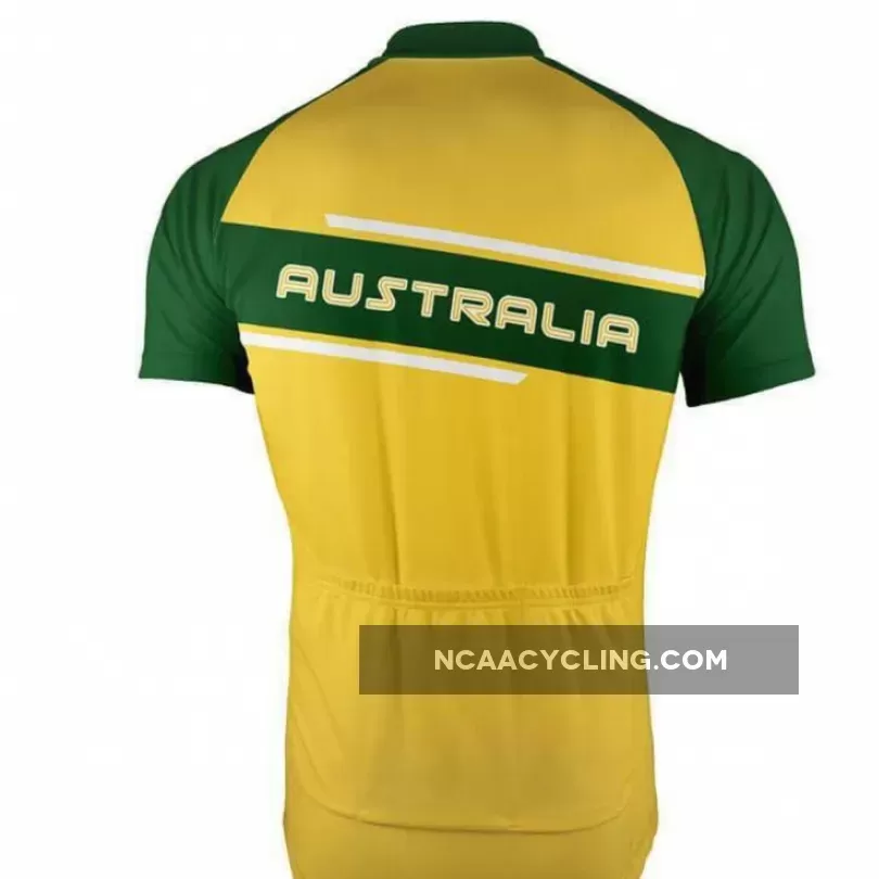 Australia Green Gold Stripe Men's Cycling Jersey Outlet