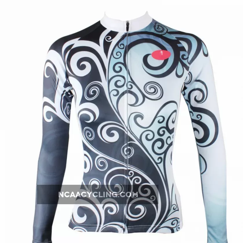 Flowers Grey Blue Elegant Cycling Clothing Woman's Cycling long-sleeve Jersey/Suit 324