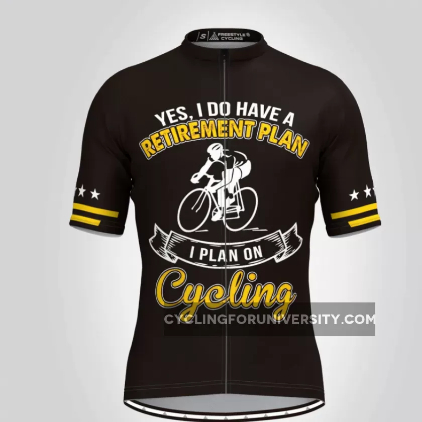 I Plan On Cycling Vintage Men's Cycling Jersey-Yellow/Black