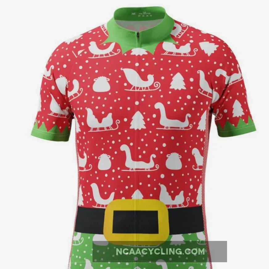 Men's Christmas Elf Season To Ride Short Sleeve Cycling Jersey