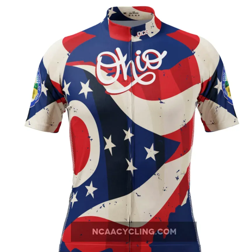 Men's Ohio Flag USA State Short Sleeve Cycling Jersey Ohio State Cycling Jersey