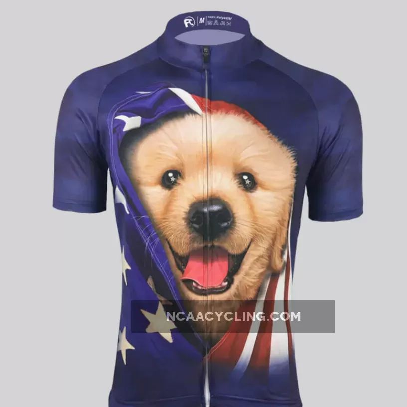 Cute Puppy In American Flag Cycling Jersey Online