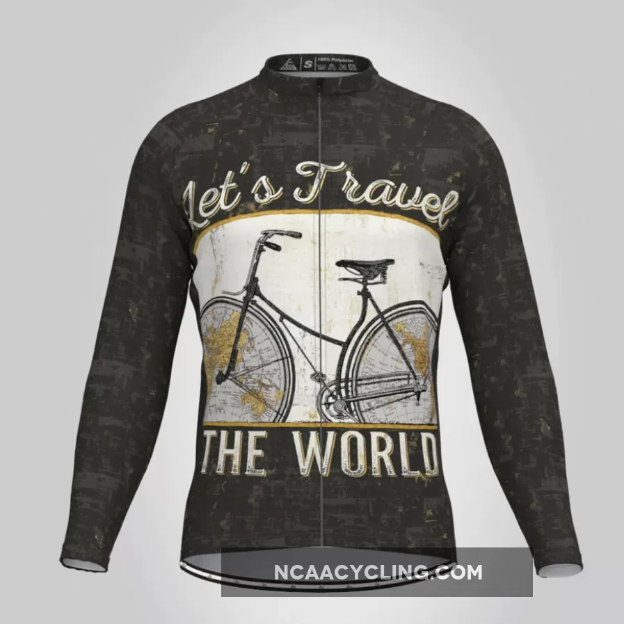 Let's Travel The World LS Ycling Jersey Black To Buy