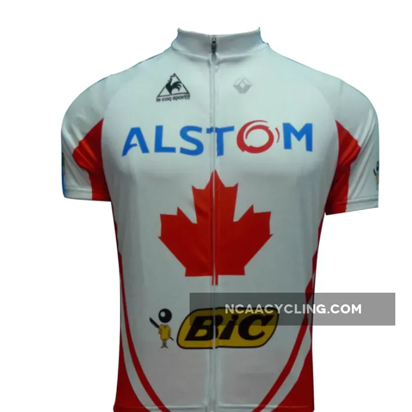 2012 Alstom Bic Cycling Short Sleeve Jersey Red White Edtion