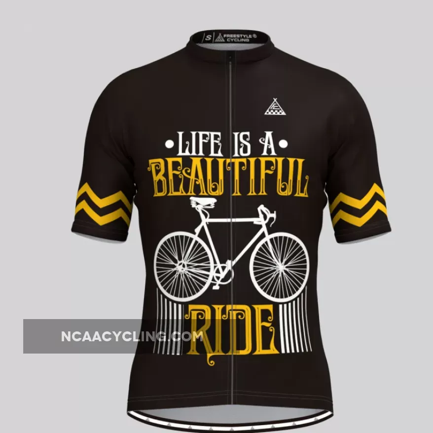 Life Is A Beautiful Ride V2 Cycling Jersey Black/Yellow