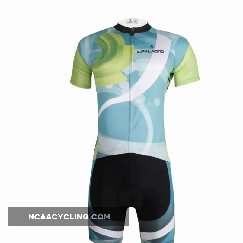 ILPALADINO Green Blue Men's Cycling Short Sleeve Bike Shirt/Suit Quick Dry Exercise Bicycling Pro Cycle Clothing Racing Apparel Outdoor Sports Leisure Biking Shirts NO.648
