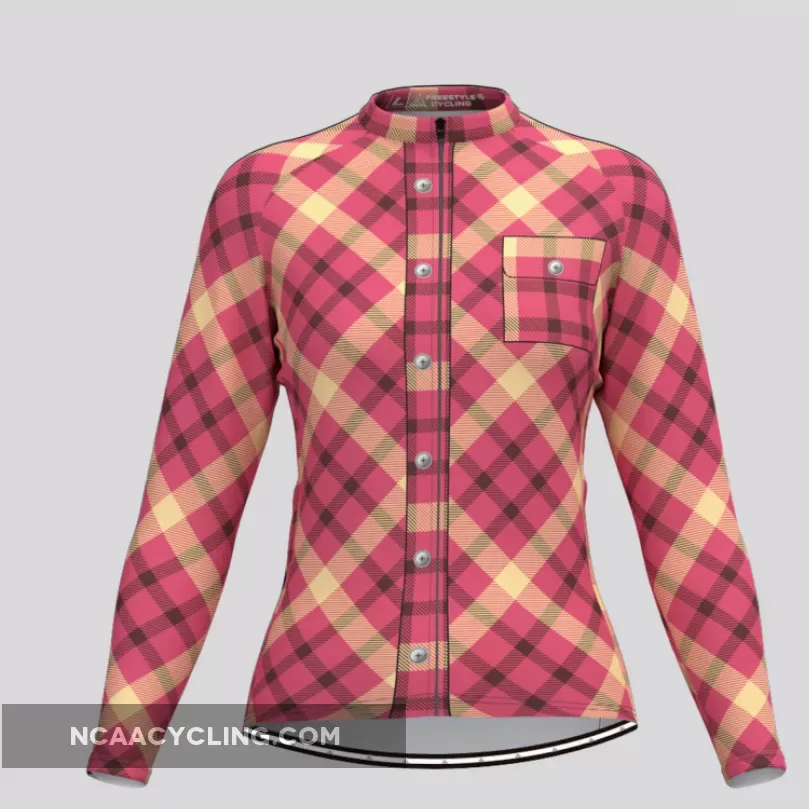 Plaid Checkered Shirt V24 Women's LS Cycling Jersey