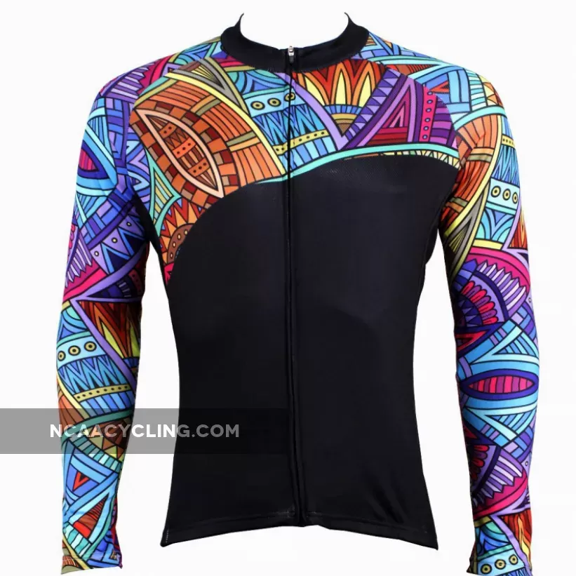 Mens Patterns Full-Zipper Stylish Long-sleeves Cycling Jersey Spring Fall Autumn Outdoor Leisure Sport Breathable and Quick Dry Bike Windproof Jacket Bicycle Clothing 525