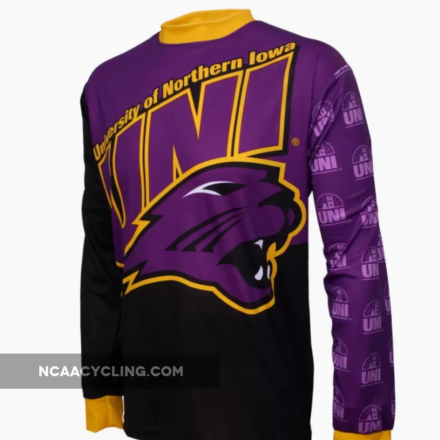 NCAA University of Northern Iowa UNI Panthers Mountain Long Sleeve Bike MTB Cycling Jerseys