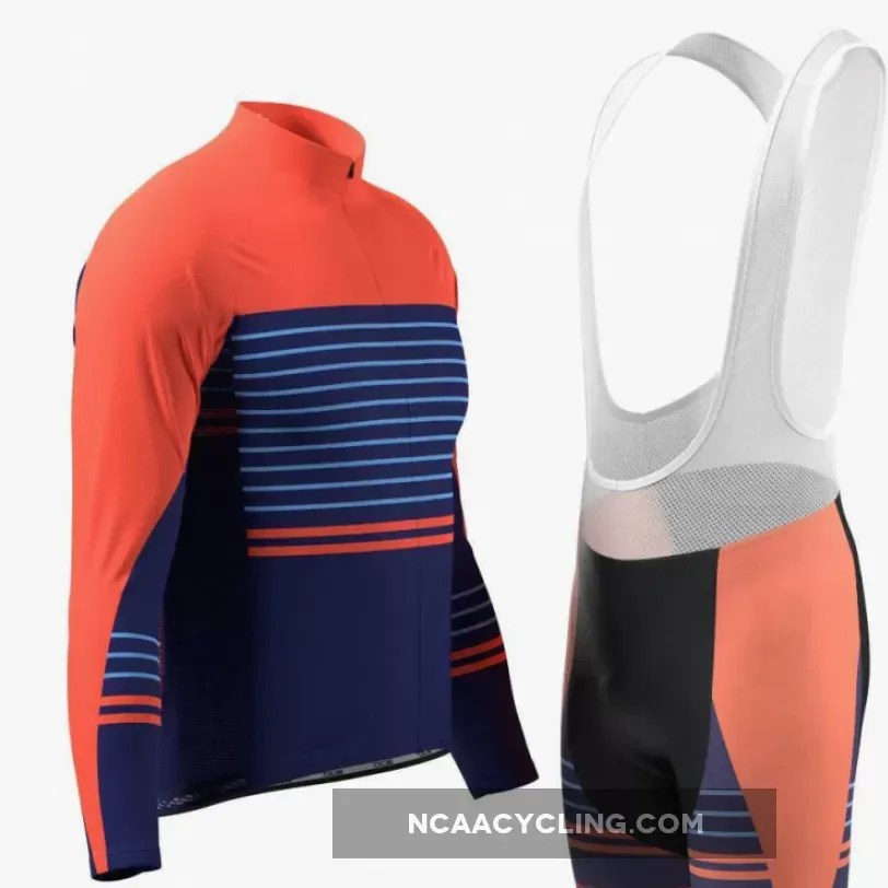 Men's Orange Blue Stripe Long Sleeve Cycling Kit