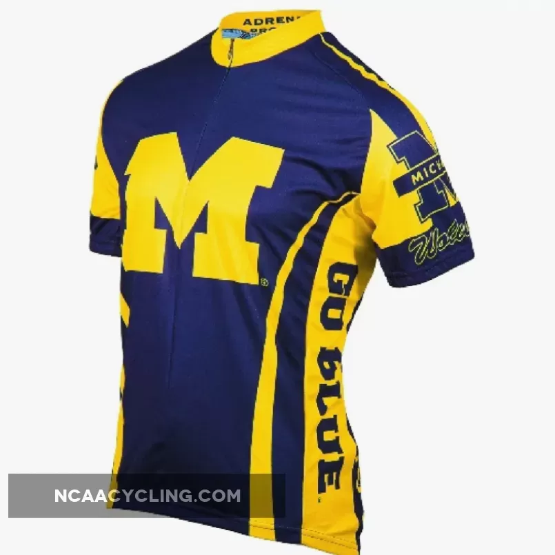 University of Michigan College 3/4 zip Men's Short Sleeve Cycling Jersey #University Of Michigan Cycling Jersey