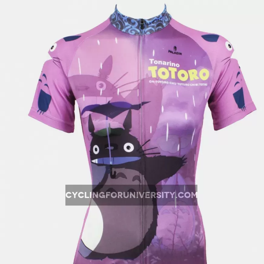 Animated Film Cartoon Character My Neighbor Totoro Day Umbrella Purple Breathable Cycling Jersey Women's Short-Sleeve Sport Bicycling Shirts Summer Quick Dry Sportswear Chinchilla NO.519